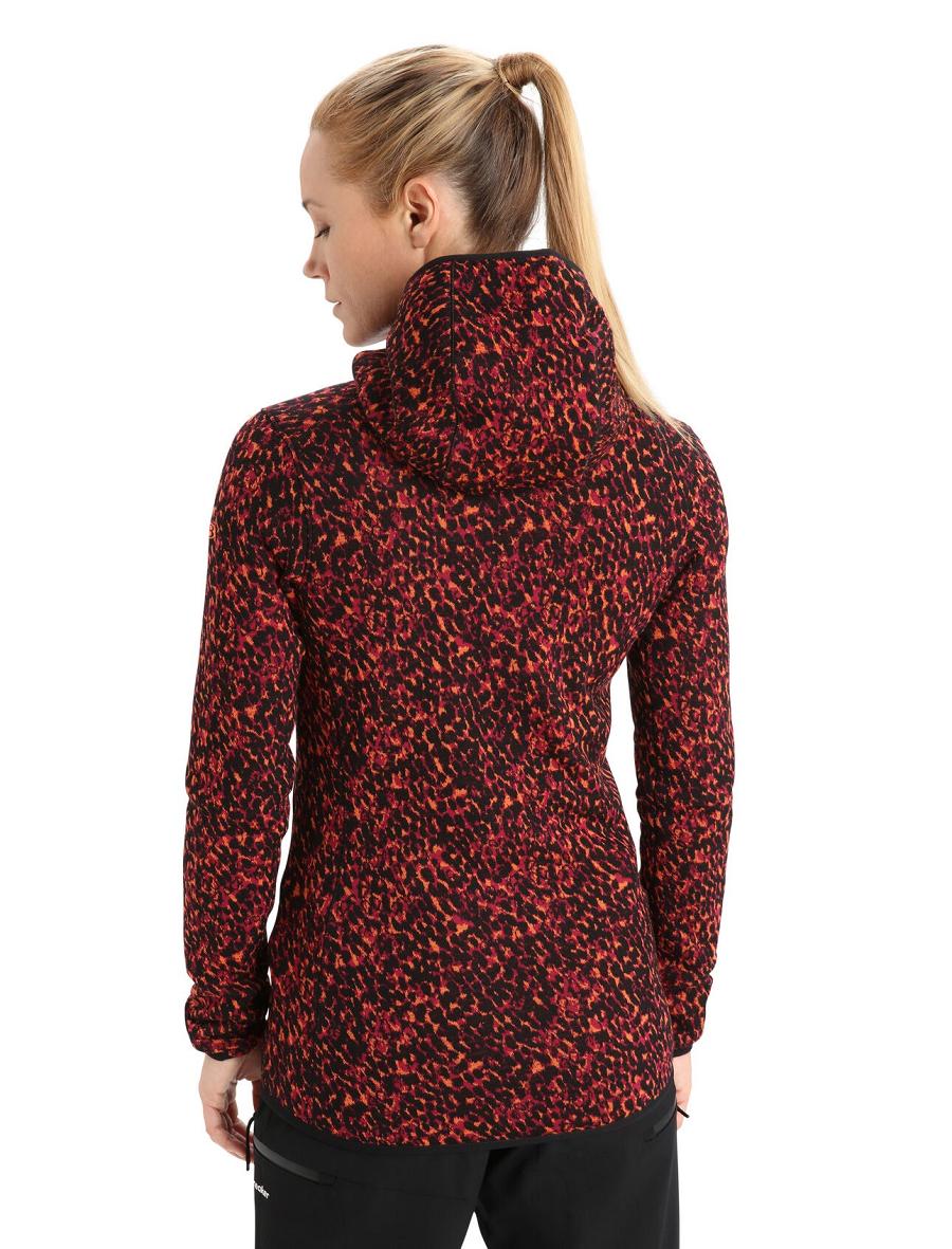 Sweat À Capuche Icebreaker Merino Elemental Long Sleeve Zip Lichen Femme Noir Rose | FR 1660ZUTG